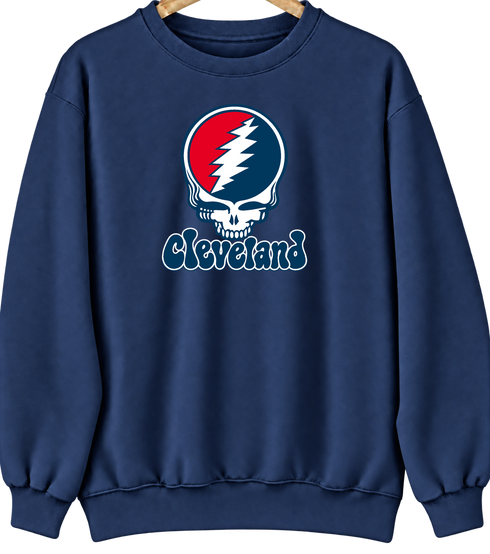 Cleveland Baseball Stealie Grateful Dead Crewneck — Cleveland Guardians — Navy
