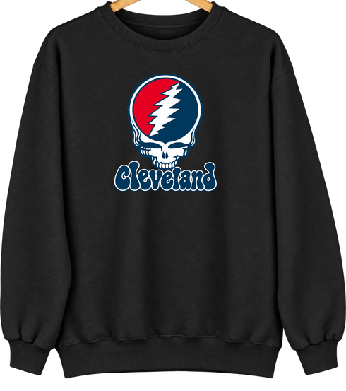 Cleveland Baseball Stealie Grateful Dead Crewneck — Cleveland Guardians — Black