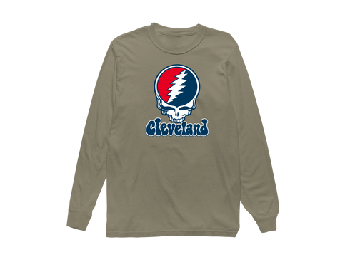 Cleveland Baseball Stealie Grateful Dead Long-Sleeve — Cleveland Guardians — Sandstone