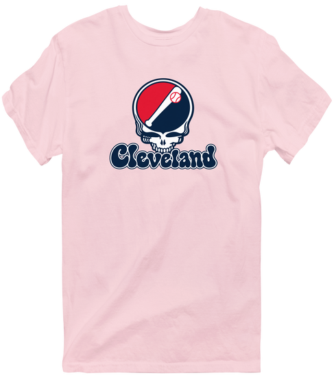 Cleveland Baseball Stealie Grateful Dead T-Shirt — Cleveland Guardians — Light Pink