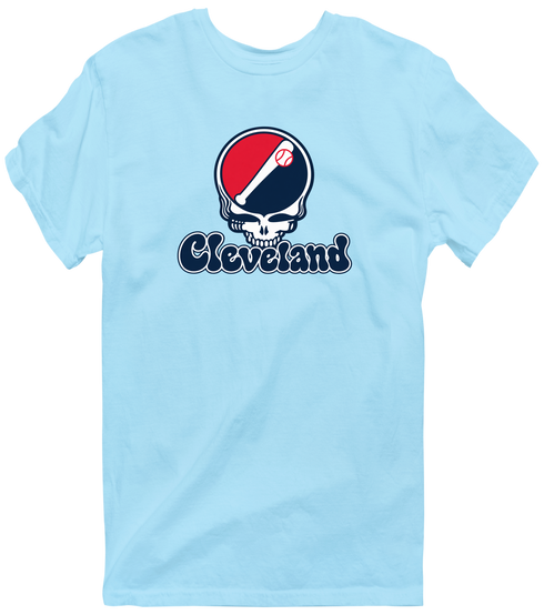 Cleveland Baseball Stealie Grateful Dead T-Shirt — Cleveland Guardians — Light Blue