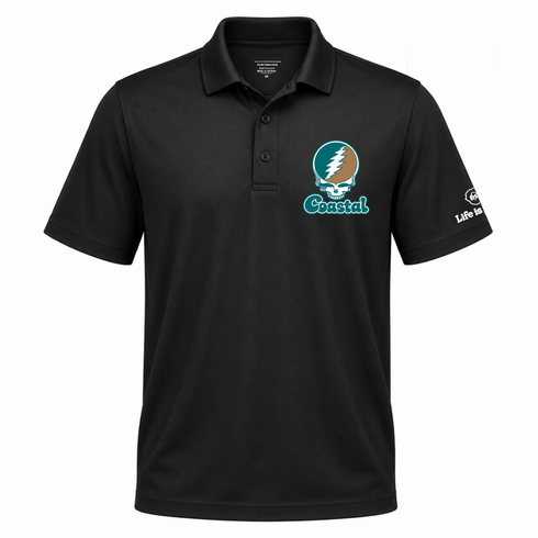 Coastal Stealie Premium Unisex Polo — Design: Coastal Carolina University — Black