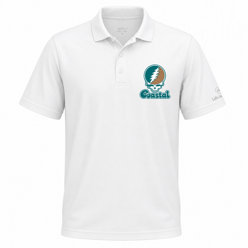 Coastal Stealie Premium Unisex Polo — Design: Coastal Carolina University — White