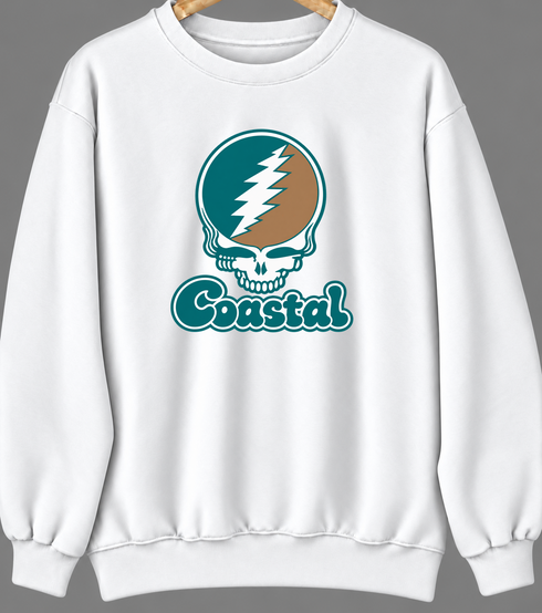 Coastal Stealie Premium Unisex Crewneck — Design: Coastal Carolina University — White