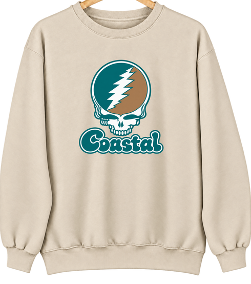Coastal Stealie Premium Unisex Crewneck — Design: Coastal Carolina University — Sand
