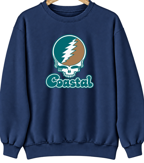 Coastal Stealie Premium Unisex Crewneck — Design: Coastal Carolina University — Navy