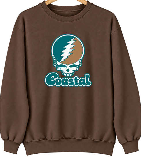 Coastal Stealie Premium Unisex Crewneck — Design: Coastal Carolina University — Brown