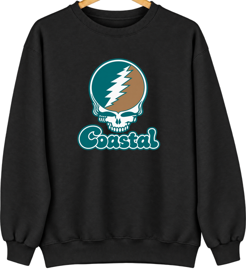 Coastal Stealie Premium Unisex Crewneck — Design: Coastal Carolina University — Black