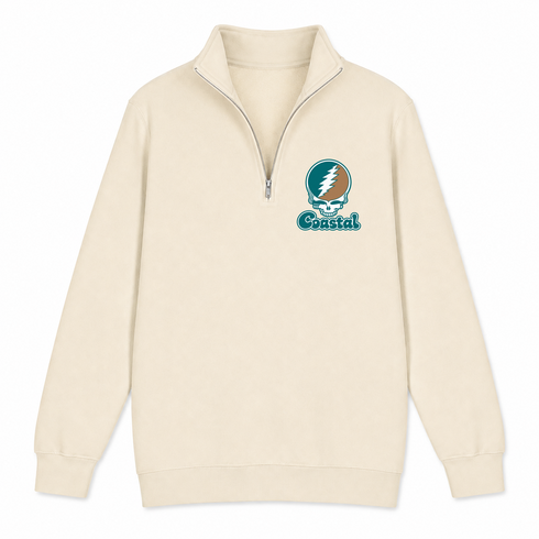 Coastal Stealie Premium Unisex Quarter-Zip — Design: Coastal Carolina University — Sand