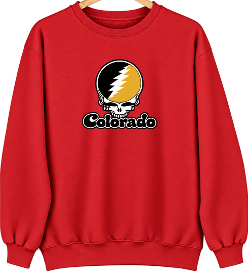 Colorado Stealie Premium Unisex Crewneck — Design: Colorado College — Red
