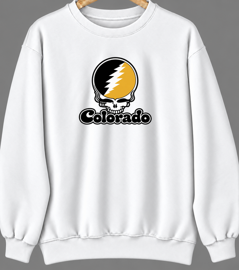 Colorado Stealie Premium Unisex Crewneck — Design: Colorado College — White
