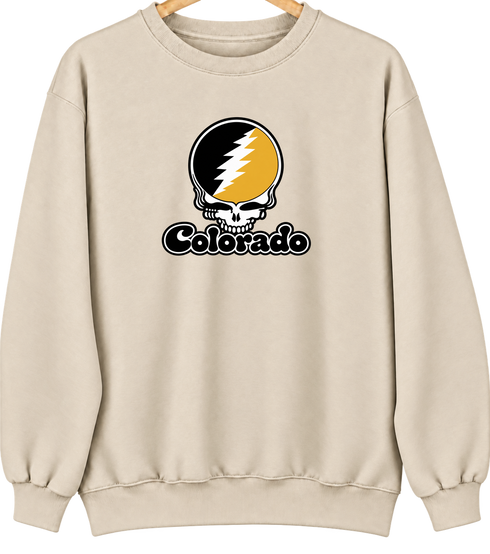 Colorado Stealie Premium Unisex Crewneck — Design: Colorado College — Sand