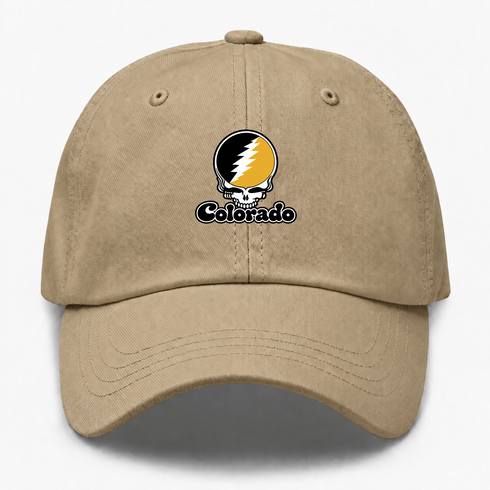 Colorado Stealie Premium Unisex Dad Hat — Design: Colorado College — Khaki
