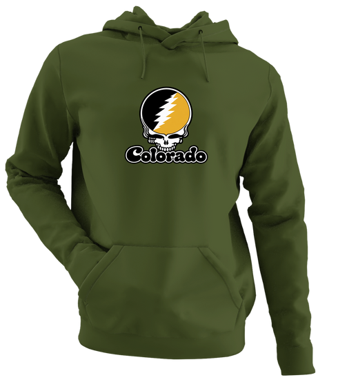 Colorado Stealie Premium Unisex Hoodie — Design: Colorado College — Military Green