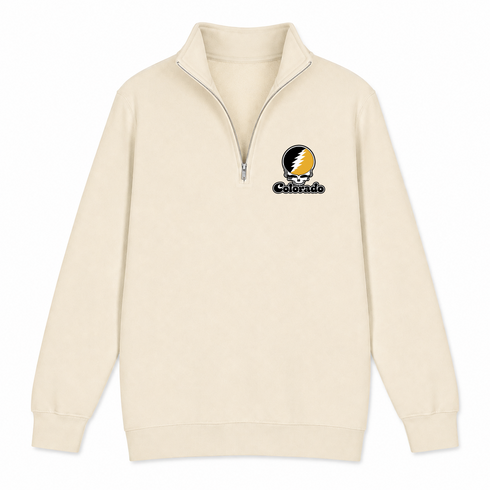 Colorado Stealie Premium Unisex Quarter-Zip — Design: Colorado College — Sand