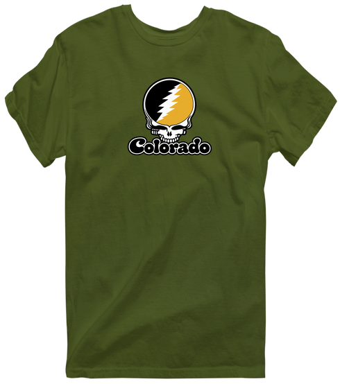 Colorado Stealie Premium Unisex T-Shirt — Design: Colorado College — Military Green