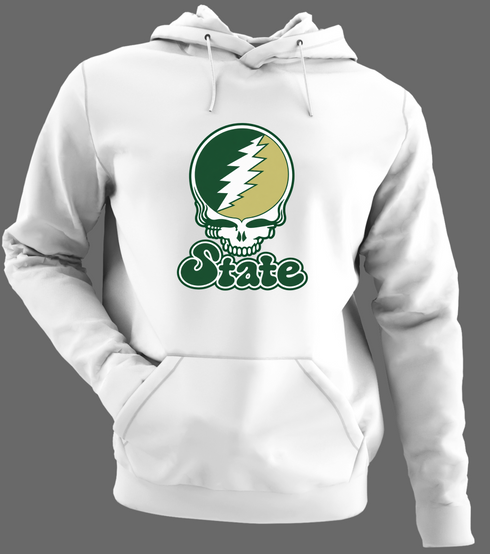 Colorado Stealie Premium Unisex Hoodie — Design: Colorado State University — White/Grey