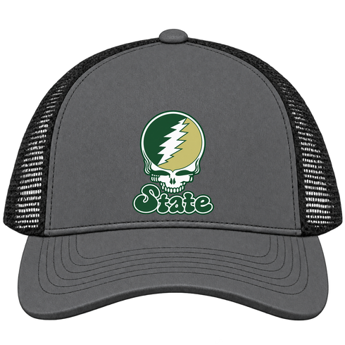 Colorado Stealie Premium Unisex Trucker Cap — Design: Colorado State University — Charcoal/Black