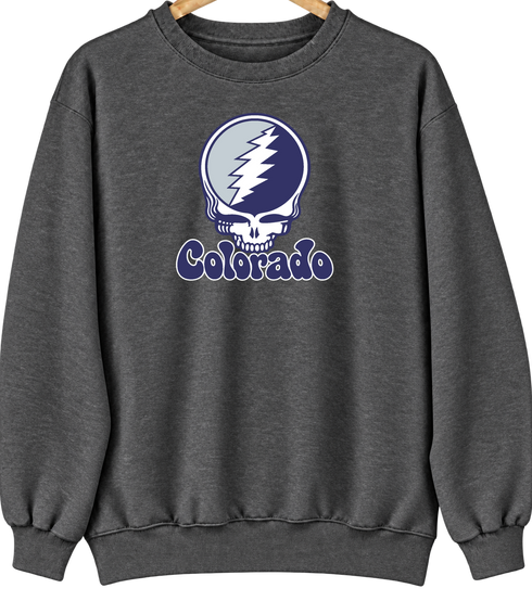 Colorado Baseball Stealie Grateful Dead Crewneck — Colorado Rockies — Dark Heather