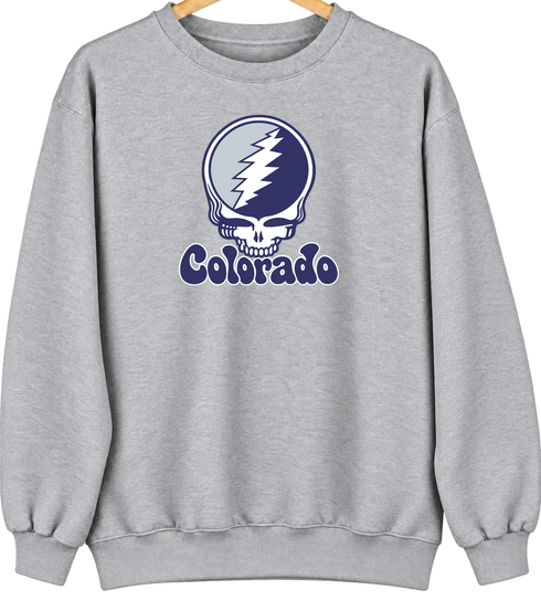Colorado Baseball Stealie Grateful Dead Crewneck — Colorado Rockies — Sport Grey