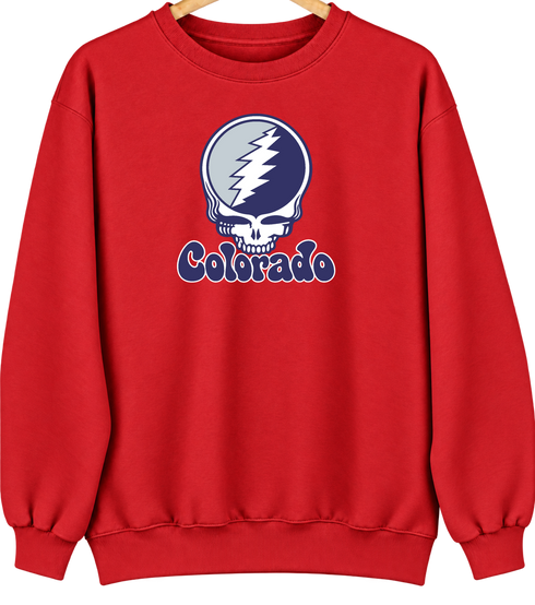 Colorado Baseball Stealie Grateful Dead Crewneck — Colorado Rockies — Red