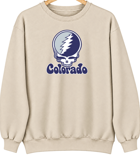 Colorado Baseball Stealie Grateful Dead Crewneck — Colorado Rockies — Sand