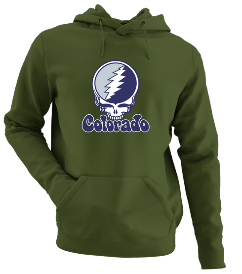 Colorado Baseball Stealie Grateful Dead Hoodie — Colorado Rockies — Military Green