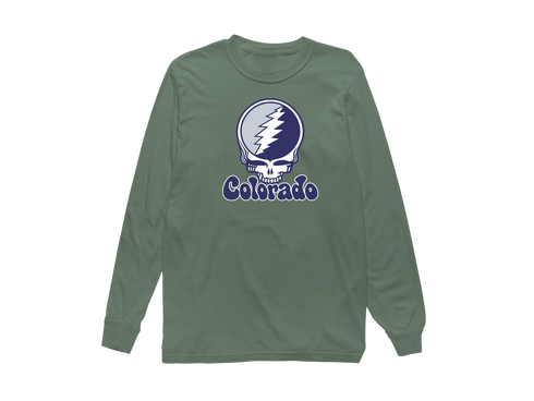 Colorado Baseball Stealie Grateful Dead Long-Sleeve — Colorado Rockies — Light Green