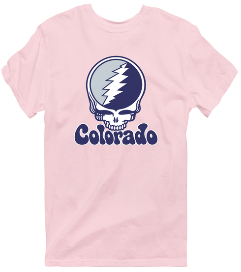 Colorado Baseball Stealie Grateful Dead T-Shirt — Colorado Rockies — Light Pink