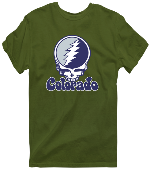 Colorado Baseball Stealie Grateful Dead T-Shirt — Colorado Rockies — Military Green