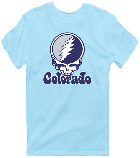 Colorado Baseball Stealie Grateful Dead T-Shirt — Colorado Rockies — Light Blue