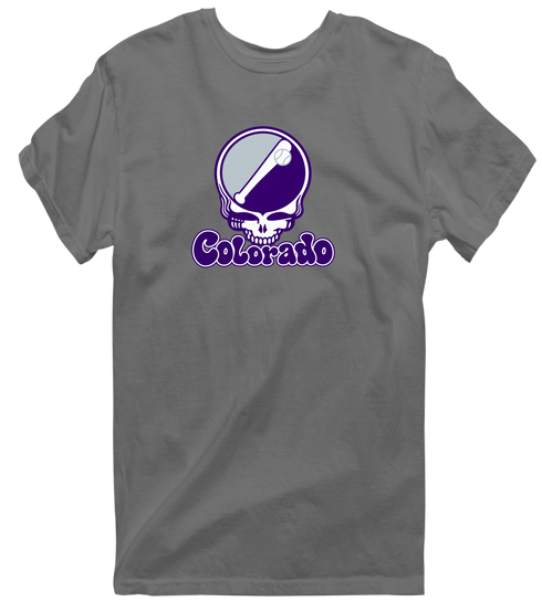 Colorado Baseball Stealie Grateful Dead T-Shirt — Colorado Rockies — Charcoal
