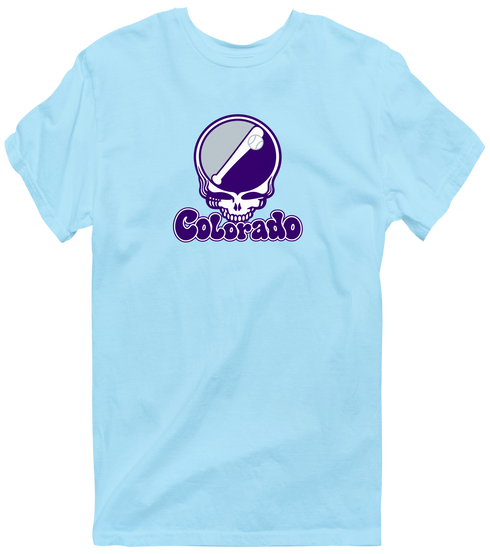 Colorado Baseball Stealie Grateful Dead T-Shirt — Colorado Rockies — Light Blue