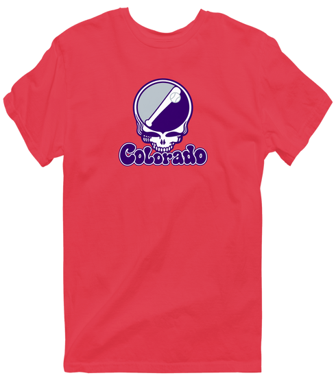 Colorado Baseball Stealie Grateful Dead T-Shirt — Colorado Rockies — Heather Red