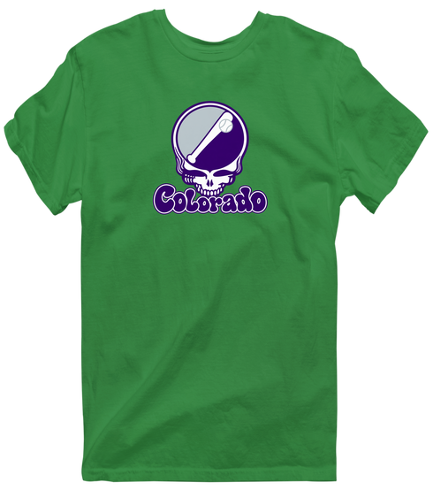 Colorado Baseball Stealie Grateful Dead T-Shirt — Colorado Rockies — Irish Green