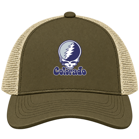 Colorado Baseball Stealie Grateful Dead Trucker Cap — Colorado Rockies — Moss/Khaki