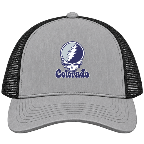 Colorado Baseball Stealie Grateful Dead Trucker Cap — Colorado Rockies — Heather Grey/Black