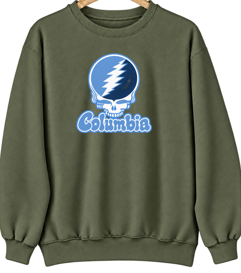 Columbia Stealie Premium Unisex Crewneck — Design: Columbia University — Military Green