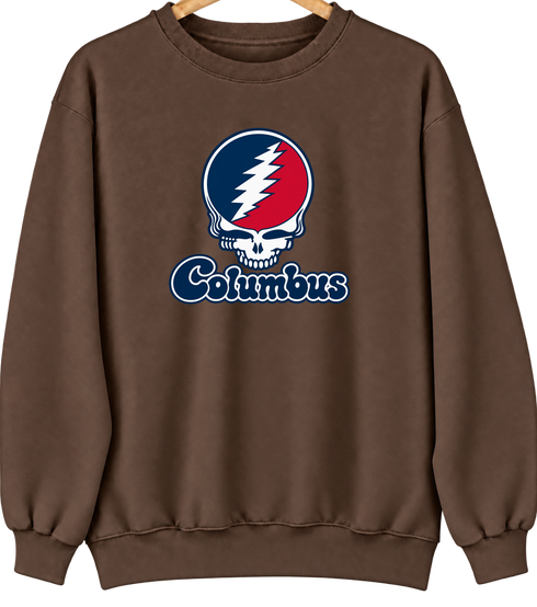 Columbus Stealie Premium Unisex Crewneck — Design: Columbus State University — Brown