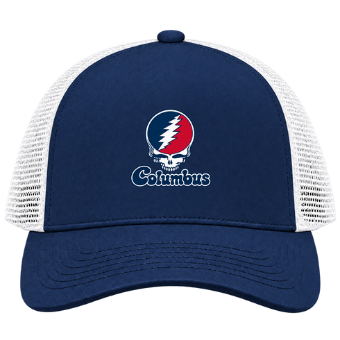 Columbus Stealie Premium Unisex Trucker Cap — Design: Columbus State University — Navy/White