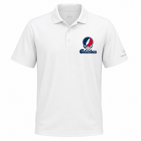 Columbus Stealie Premium Unisex Polo — Design: Columbus State University — White