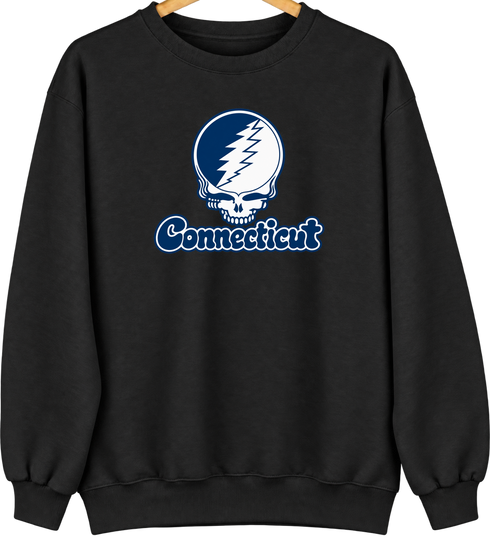 Connecticut Stealie Premium Unisex Crewneck — Design: Connecticut College — Black