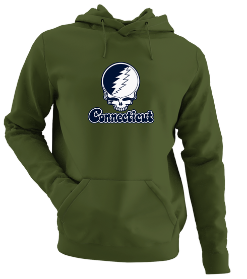Connecticut Stealie Premium Unisex Hoodie — Design: Connecticut University of — Military Green