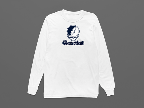 Connecticut Stealie Premium Unisex Long-Sleeve — Design: Connecticut University of — White