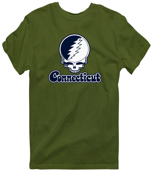 Connecticut Stealie Premium Unisex T-Shirt — Design: Connecticut University of — Military Green