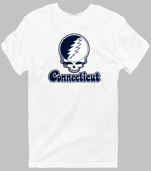 Connecticut Stealie Premium Unisex T-Shirt — Design: Connecticut University of — White