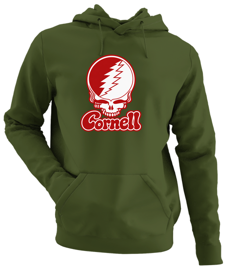 Cornell Stealie Premium Unisex Hoodie — Design: Cornell University — Military Green