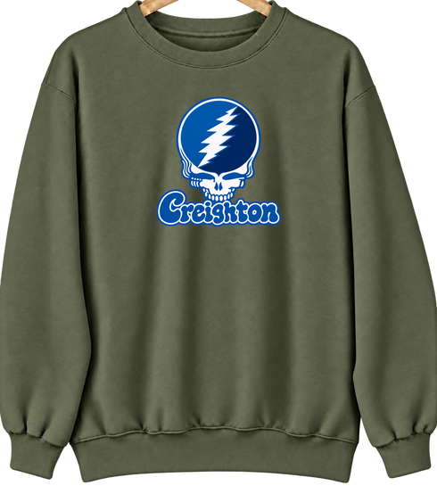 Creighton Stealie Premium Unisex Crewneck — Design: Creighton University — Military Green
