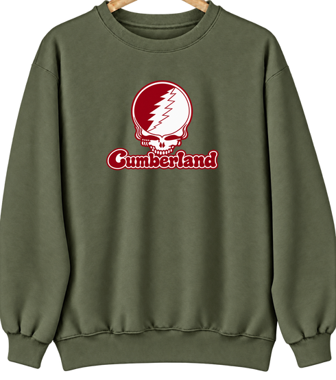 Cumberland Stealie Premium Unisex Crewneck — Design: Cumberland University — Military Green
