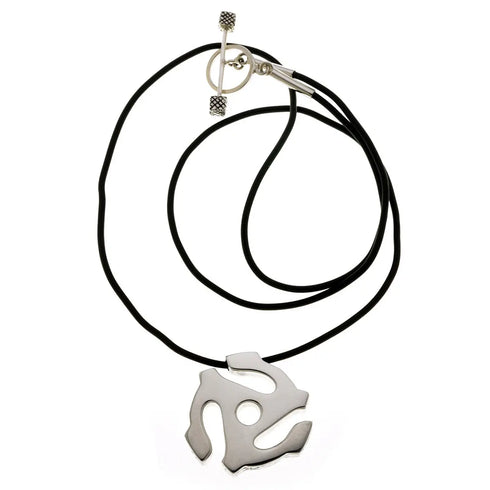 Grateful Dead - 45 RPM Spacer Sterling Silver And Rubber Cord Necklace - StealieShop